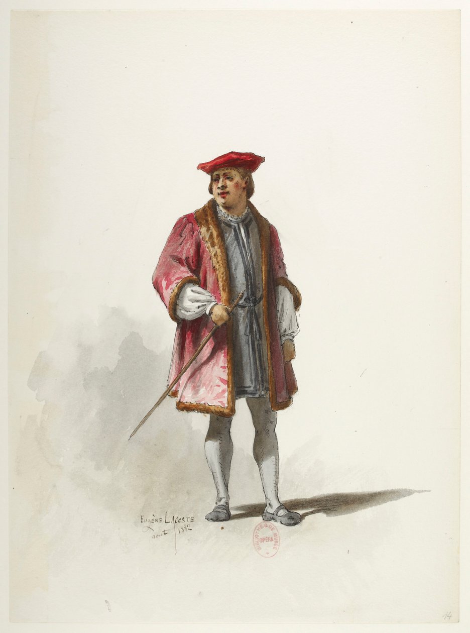Btv1b84558104 14 - Saint-Saëns - Henry VIII - Maquettes de costumes - Lacoste - 14th Costume af Eugene Lacoste