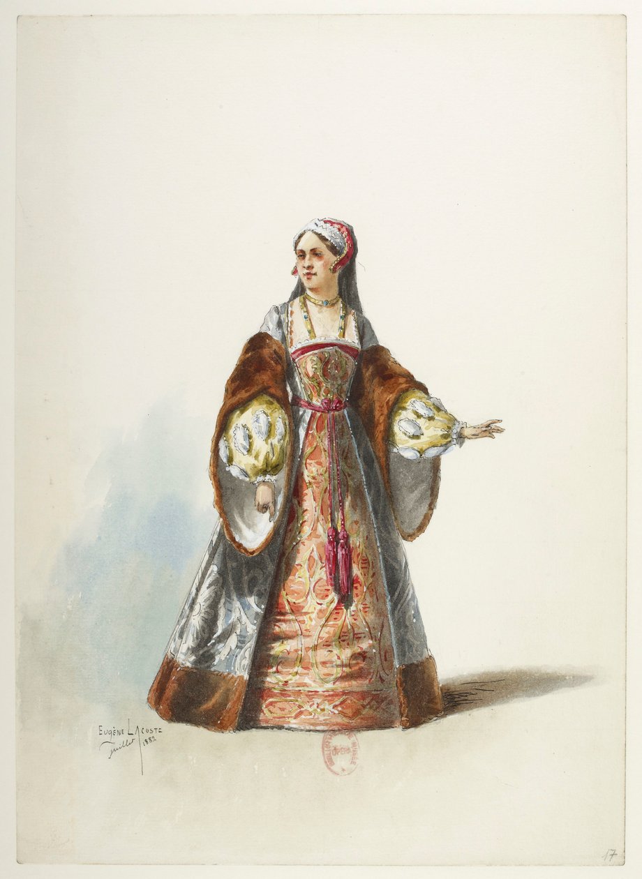 Btv1b84558104 17 - Saint-Saëns - Henry VIII - Maquettes de costumes - Lacoste - 17th Costume af Eugene Lacoste