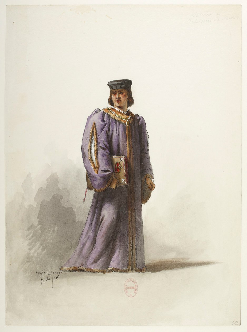 Btv1b84558104 32 - Saint-Saëns - Henrik VIII - Kostumemodeller - Lacoste - 32. Skriver i lægekostume af Eugene Lacoste