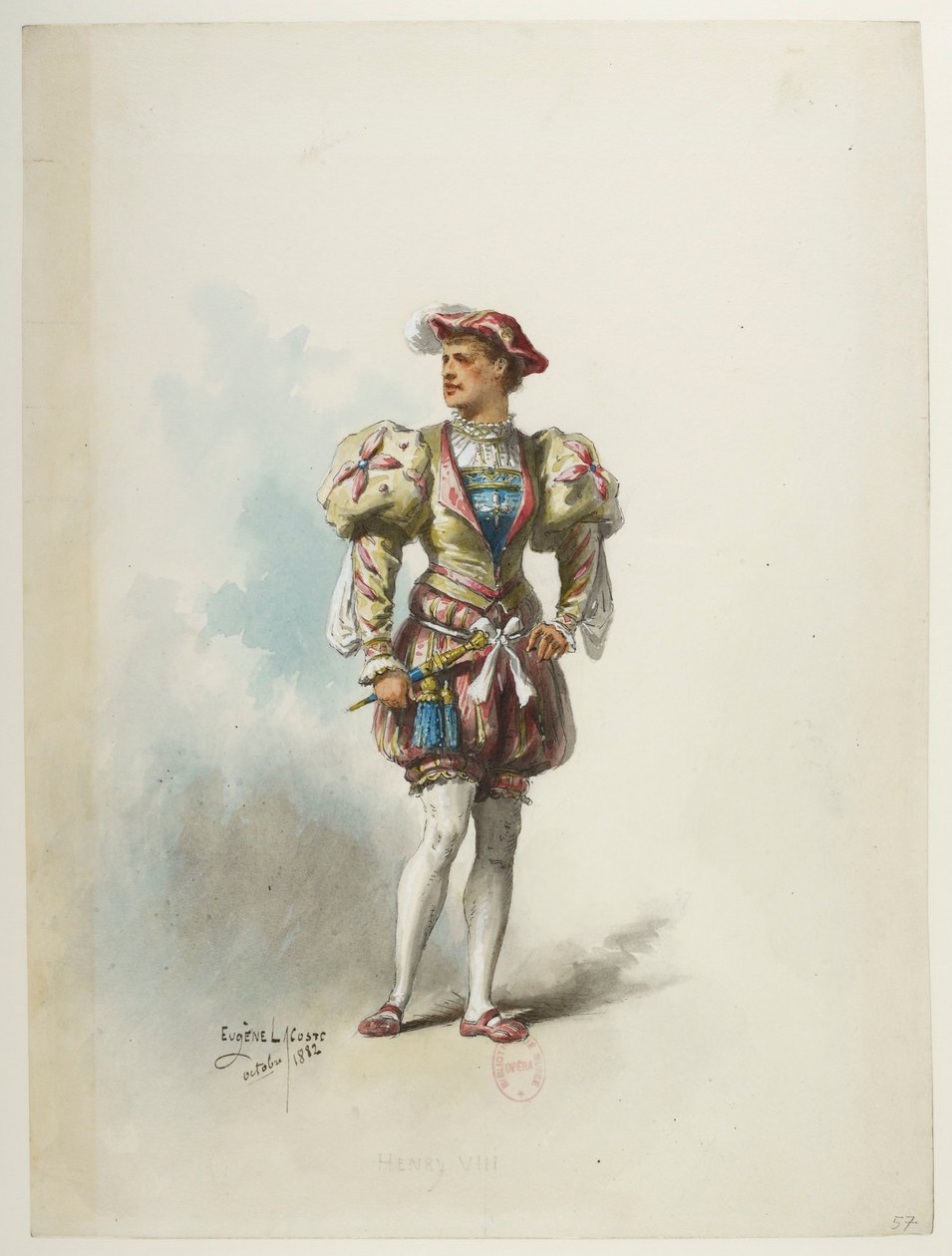 Btv1b84558104 57 - Saint-Saëns - Henry VIII - Maquettes de costumes - Lacoste - 57. Kostume af Eugene Lacoste