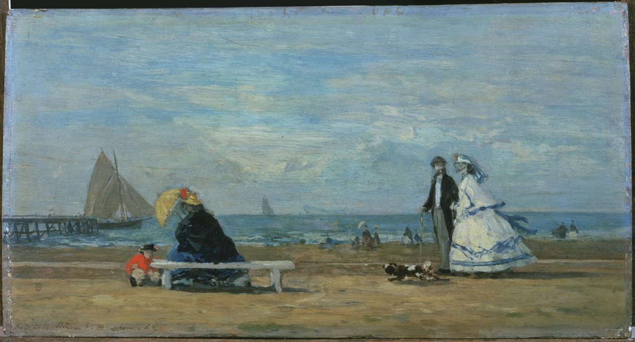 Stranden ved Trouville af Eugene Louis Boudin