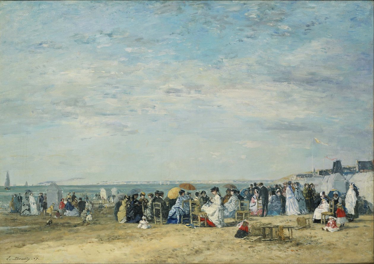 Stranden i Trouville af Eugene Louis Boudin