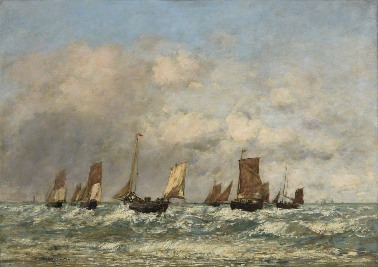 Berck: bådenes afgang af Eugene Louis Boudin