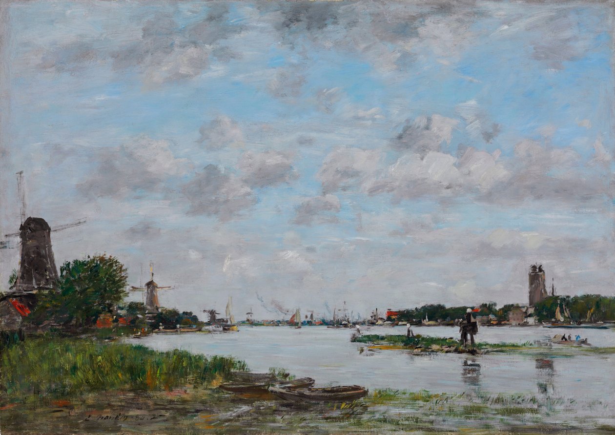 Hollandsk: De Maas bij Dordrecht Meuse nær Dordrecht af Eugene Louis Boudin
