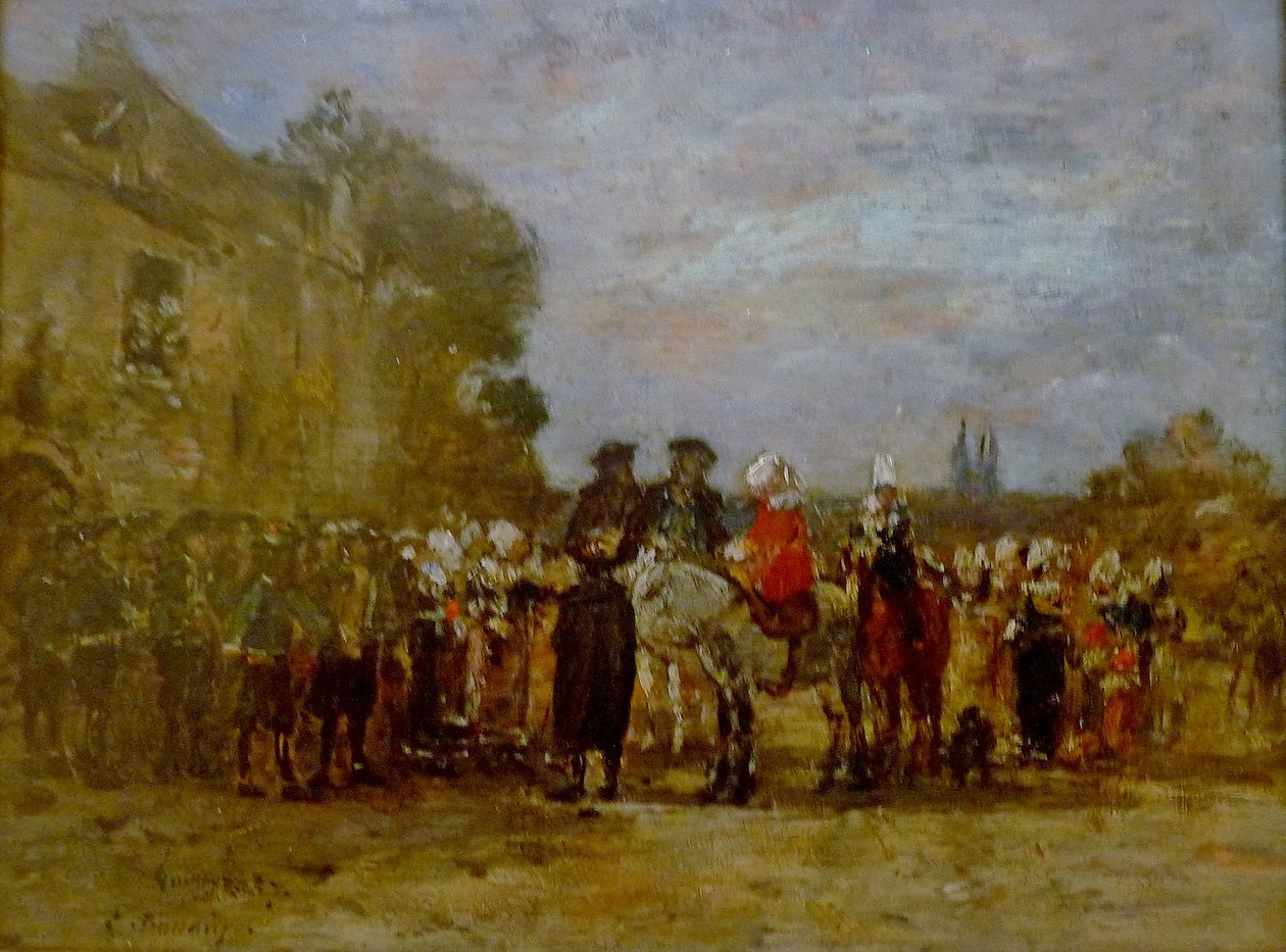 Fransk:  Noce à Quimper Bryllup i Quimper af Eugene Louis Boudin