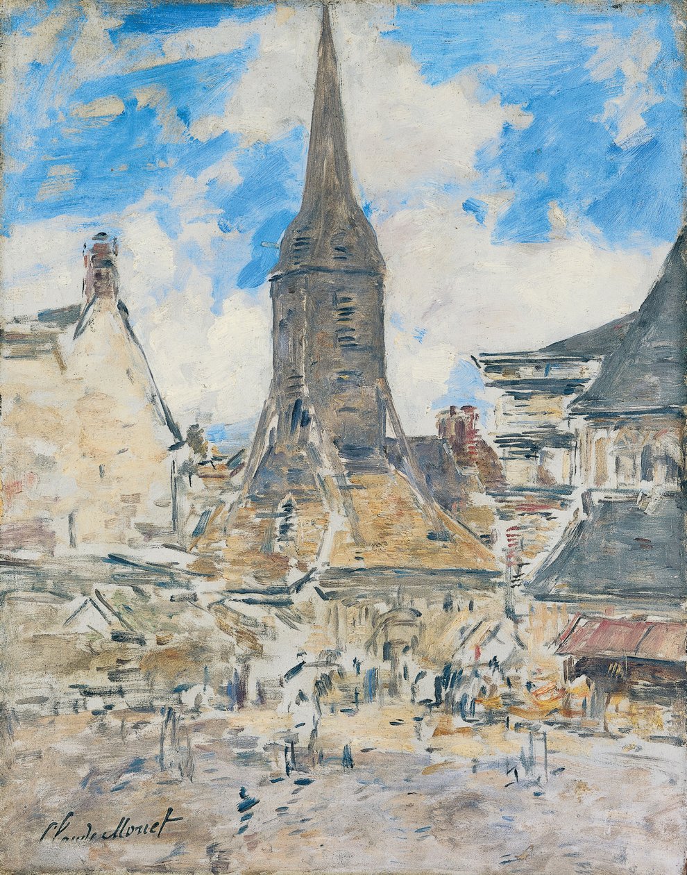 Kotava: "Biot ke Sainte-Catherine uja koe Honfleur (trutca ke Boudin)"
Fransk: Le Clocher de Sainte-Catherine, Honfleur af Eugene Louis Boudin