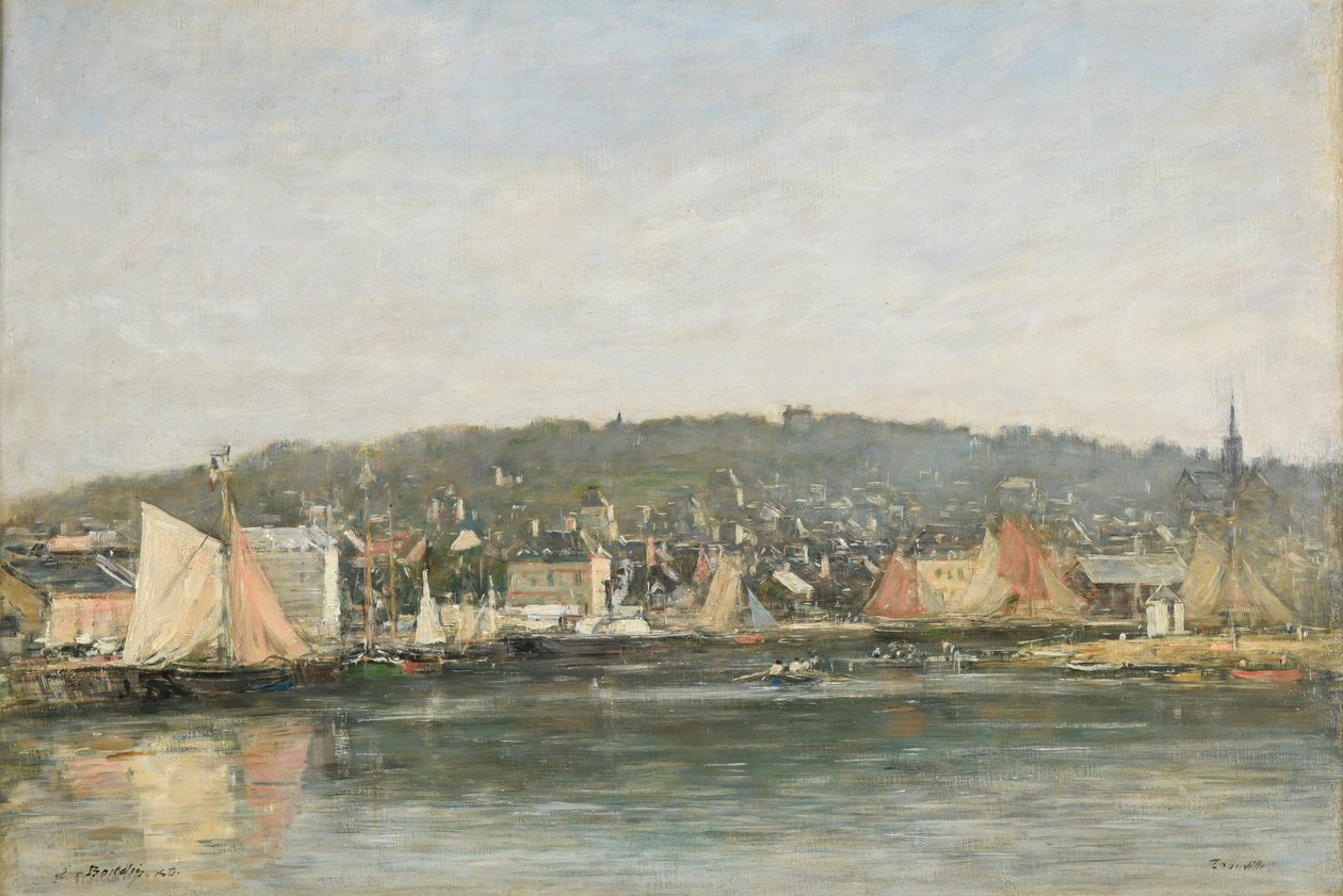 Havnen i Trouville om morgenen af Eugene Louis Boudin
