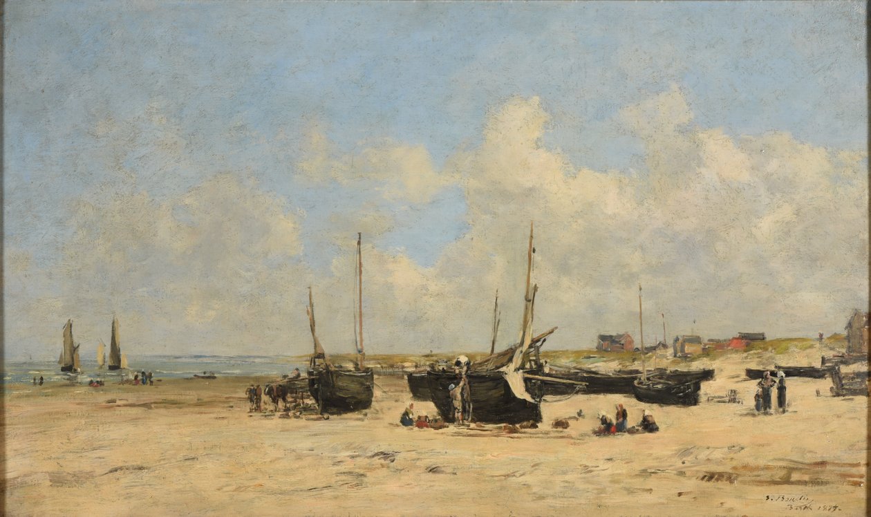 Berck-stranden ved lavvande af Eugene Louis Boudin
