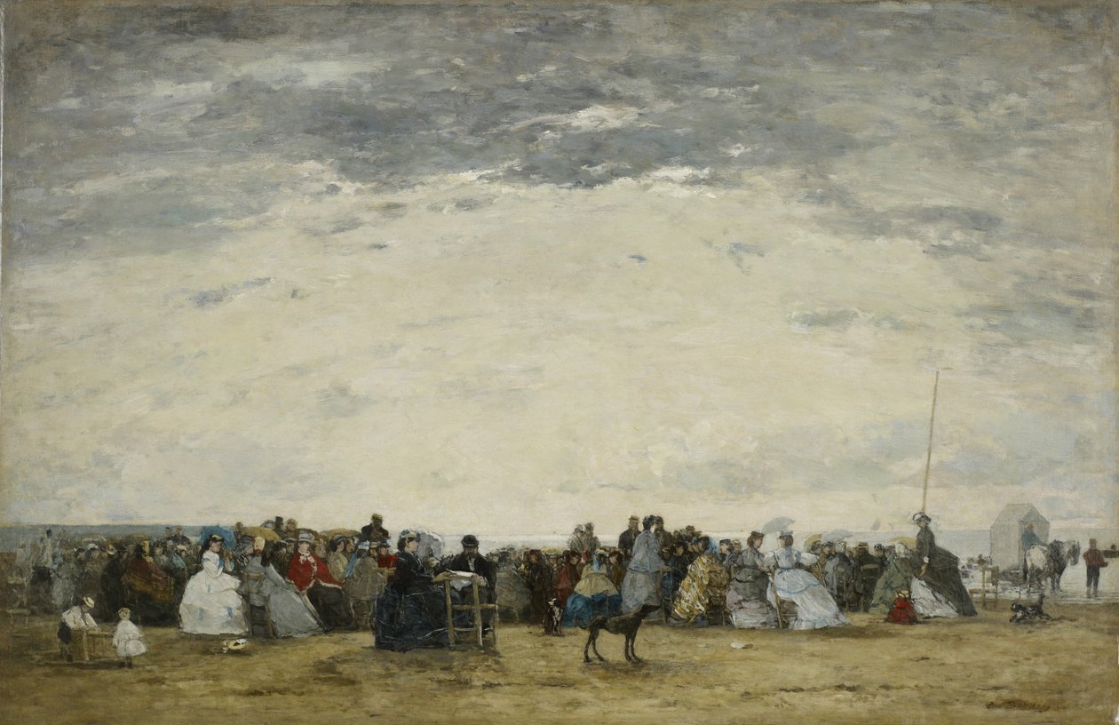Feriegæster på stranden ved Trouville af Eugene Louis Boudin