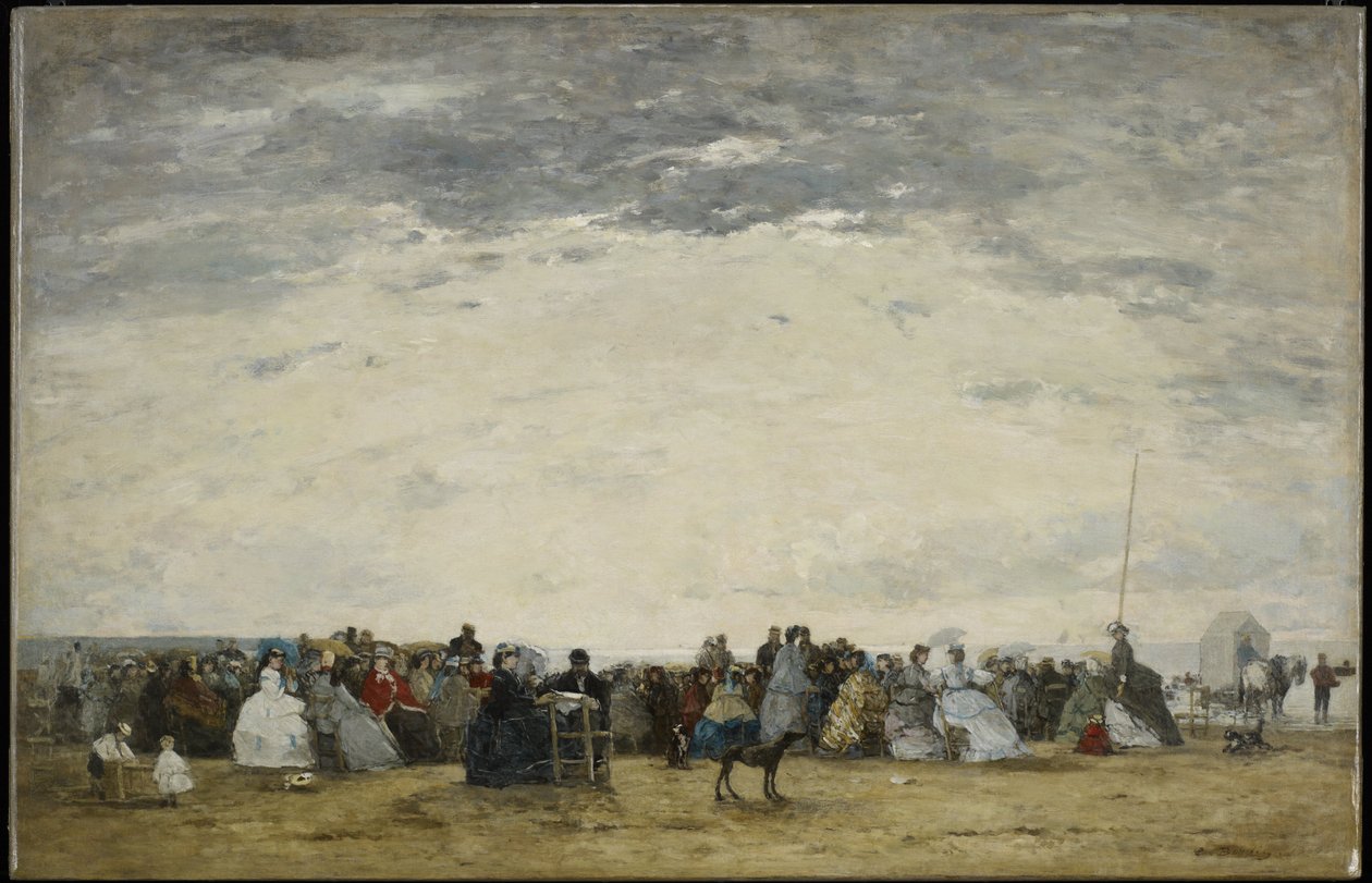 Feriegæster på stranden ved Trouville af Eugene Louis Boudin