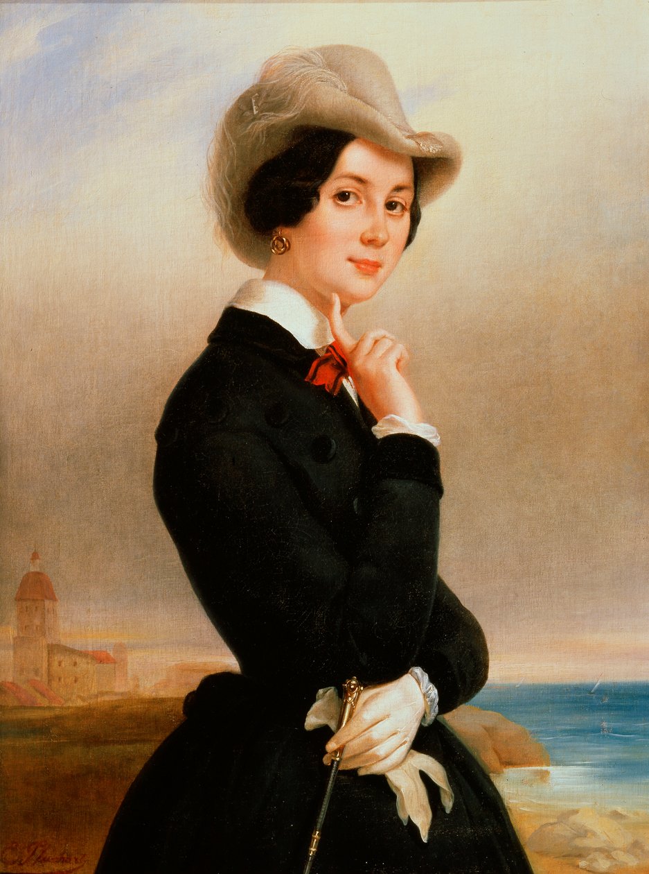 Portræt af skuespillerinden fra det kejserlige teater Vera Samoylova, 1840