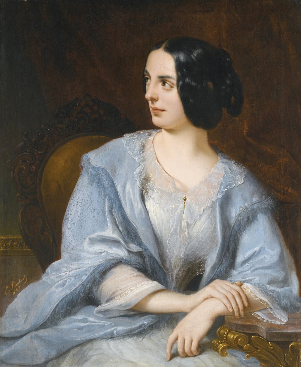 Portræt af skuespillerinden fra det kejserlige teater Vera Samoylova, 1845 af Eugéne Pluchart