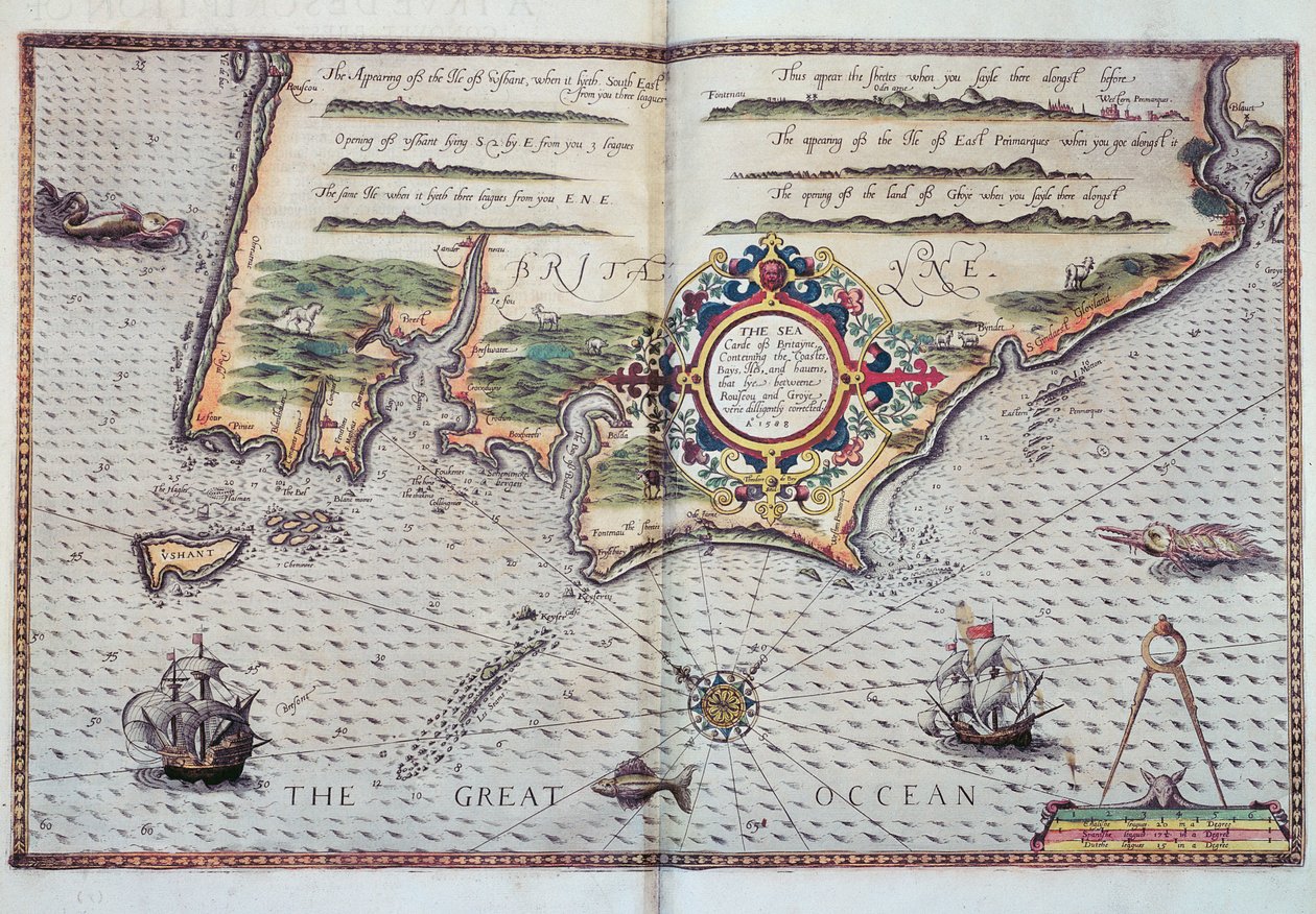 Et kort over Bretagnes kystlinje, 1588 af European School
