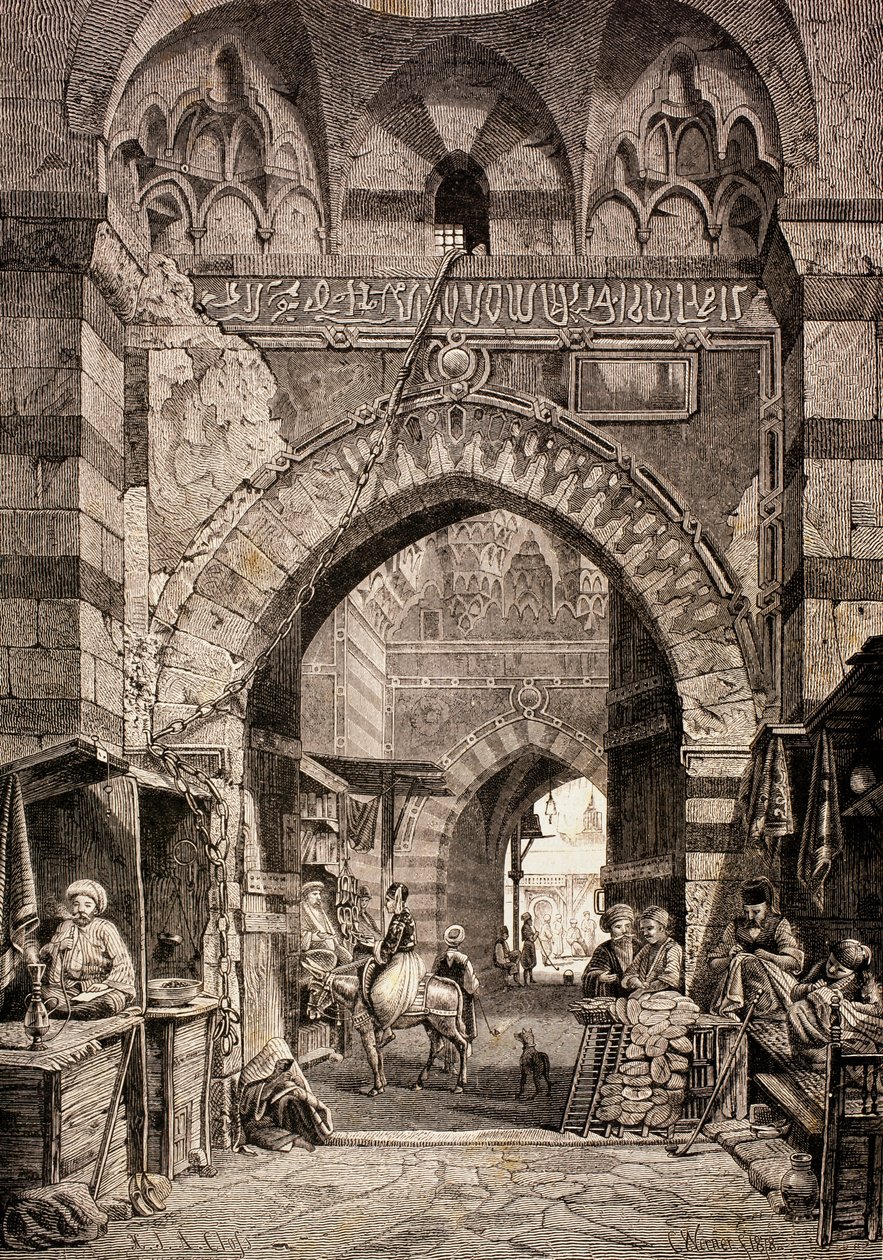 Indgang til Khan el-Khalili souk i Kairo, i det 19. århundrede, fra 