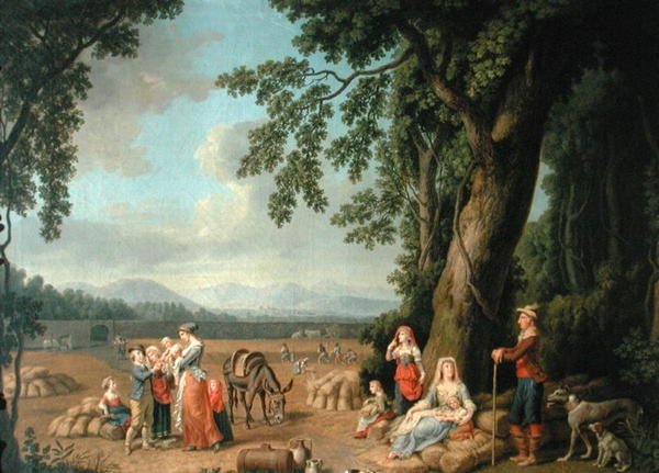 Høstscene med Ferdinand I (1503-64), hans kone Anne af Bøhmen og Ungarn og deres børn, ca. 1620 af European School