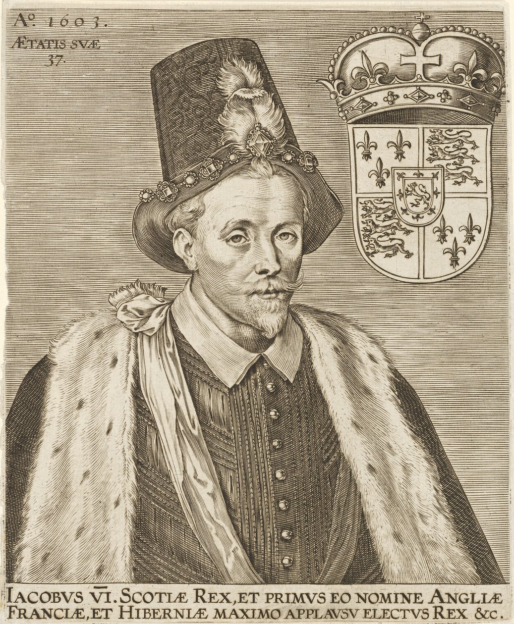 James VI af Skotland og James I af England, pub. 1603 af European School