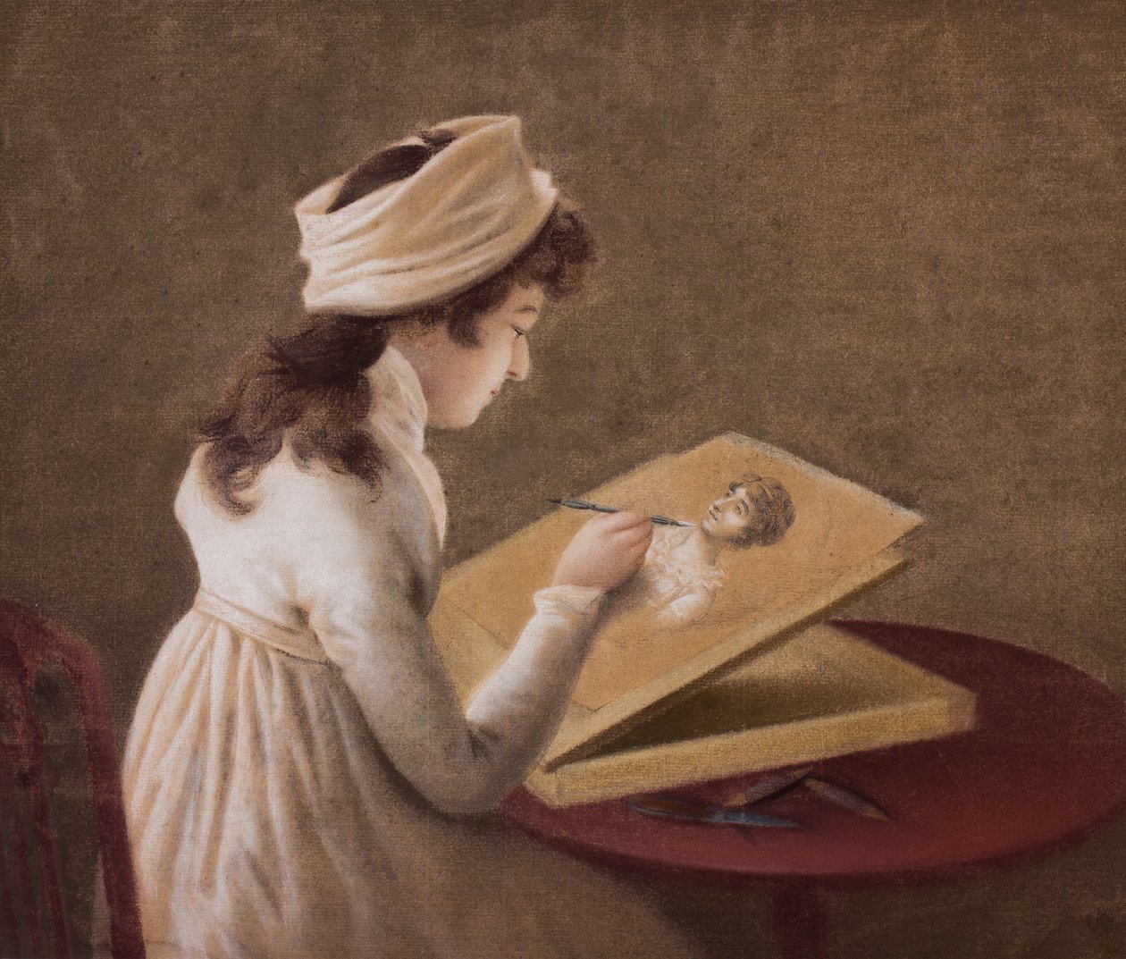 Portræt af en kunstner, ca. 1800 af European School