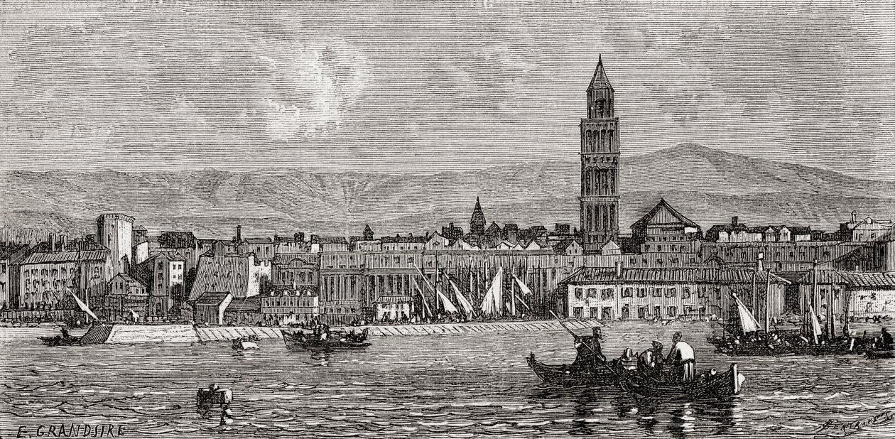 Split, Kroatien, fra "El Mundo en la Mano", udgivet i 1878 af European School