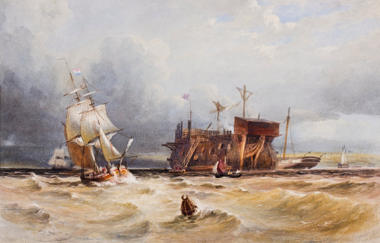 En hulk, ca. 1850 (wc & gouache på papir) af European School