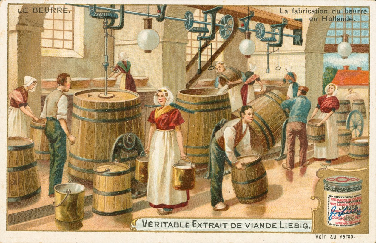 Smør, Liebig-kort, begyndelsen af det 20. århundrede (chromo) af European School