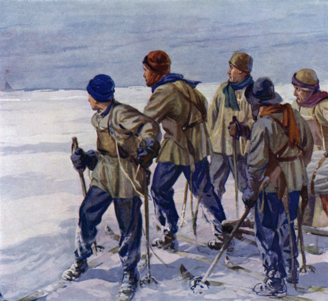 Kaptajn Scotts gruppe når for sent frem til Sydpolen og opdager, at Roald Amundsen er kommet dem i forkøbet. af European School