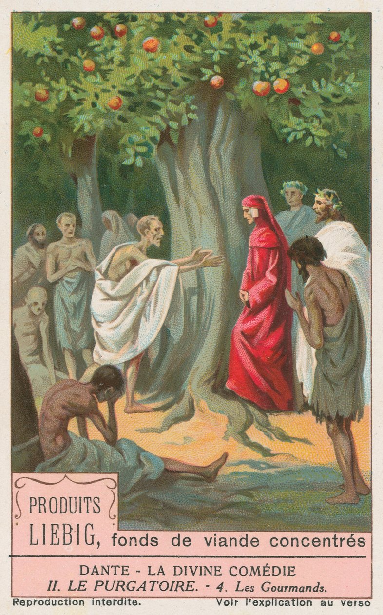 Dante, Den guddommelige komedie, Liebig-kort, begyndelsen af det 20. århundrede (chromo) af European School