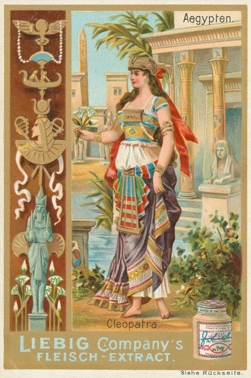 Egypten, Kleopatra, Liebig-kort, begyndelsen af det 20. århundrede (chromo) af European School