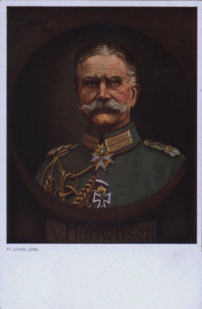 Feltmarskal August von Mackensen, tysk militærchef under Første Verdenskrig (farvelitografi) af European School