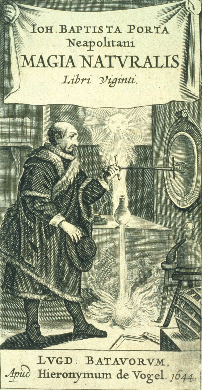 Frontispice til Magiae Naturalis Libri Viginti af Giovanni Battista della Porta, 1644 af European School