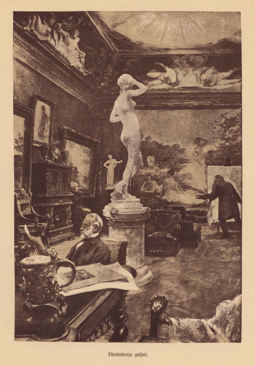 Den svenske kunstsamler Pontus Furstenbergs galleri (kobberstik) af European School