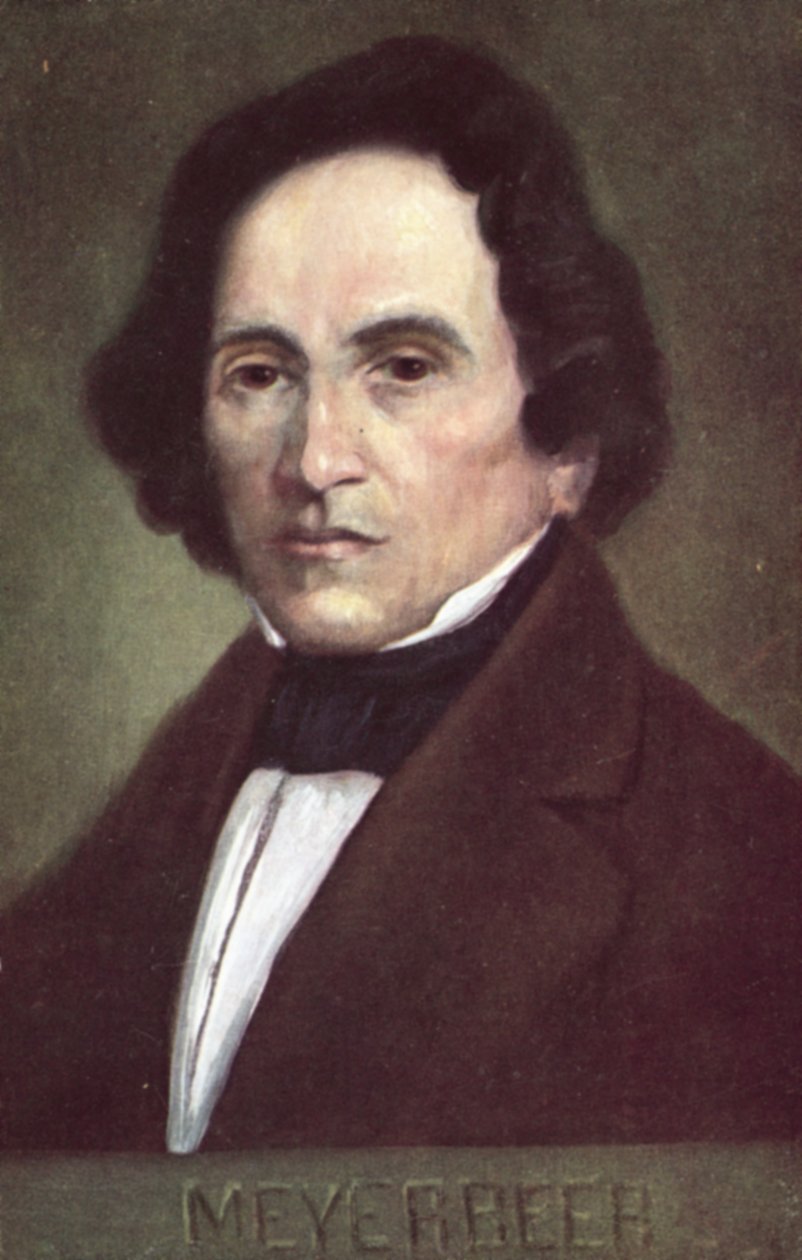 Giacomo Meyerbeer, tysk komponist (farvelitografi) af European School