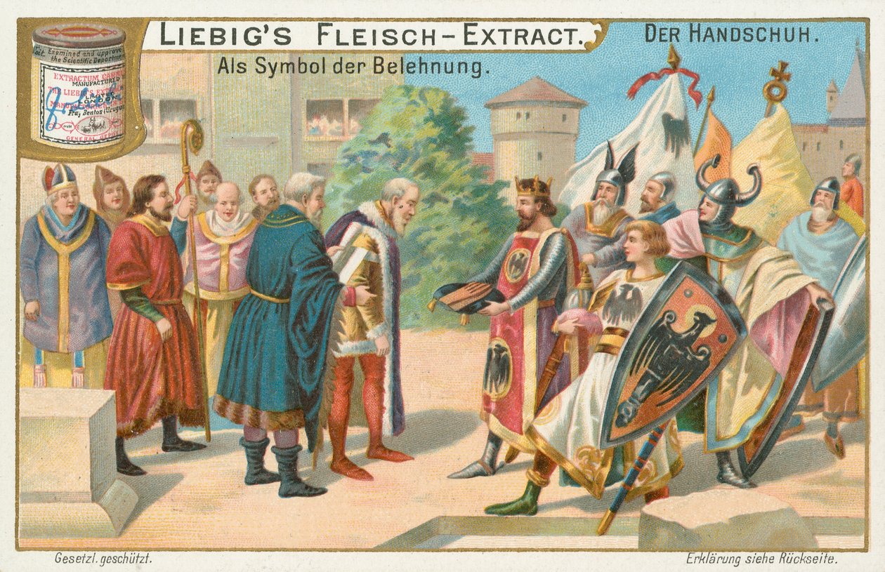 Handsker, Liebig-kort, begyndelsen af det 20. århundrede (chromo) af European School
