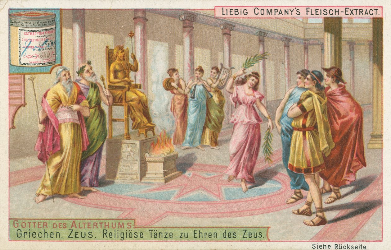 Grækenland, Zeus, Liebig-kort, begyndelsen af det 20. århundrede (chromo) af European School