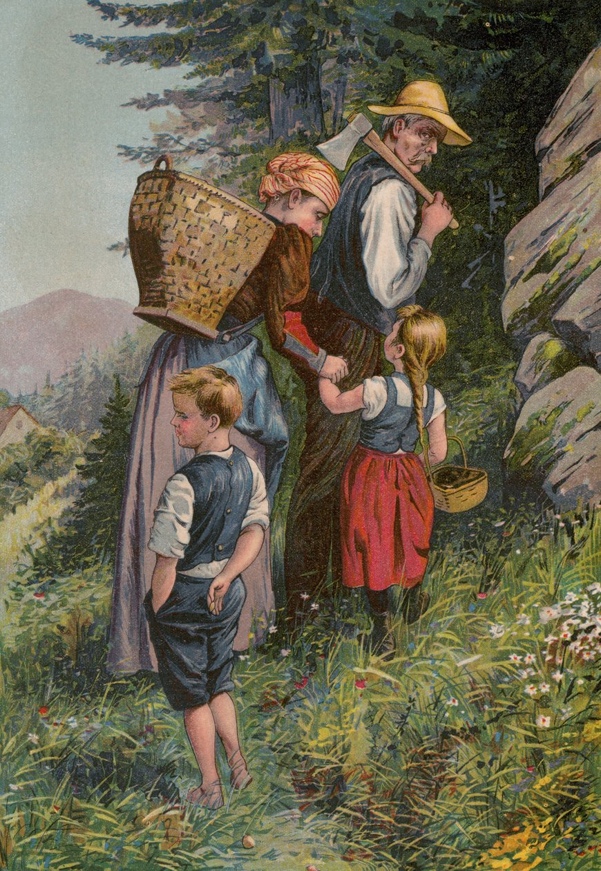Grimms fortællinger: Hans og Grete (chromolitho) af European School