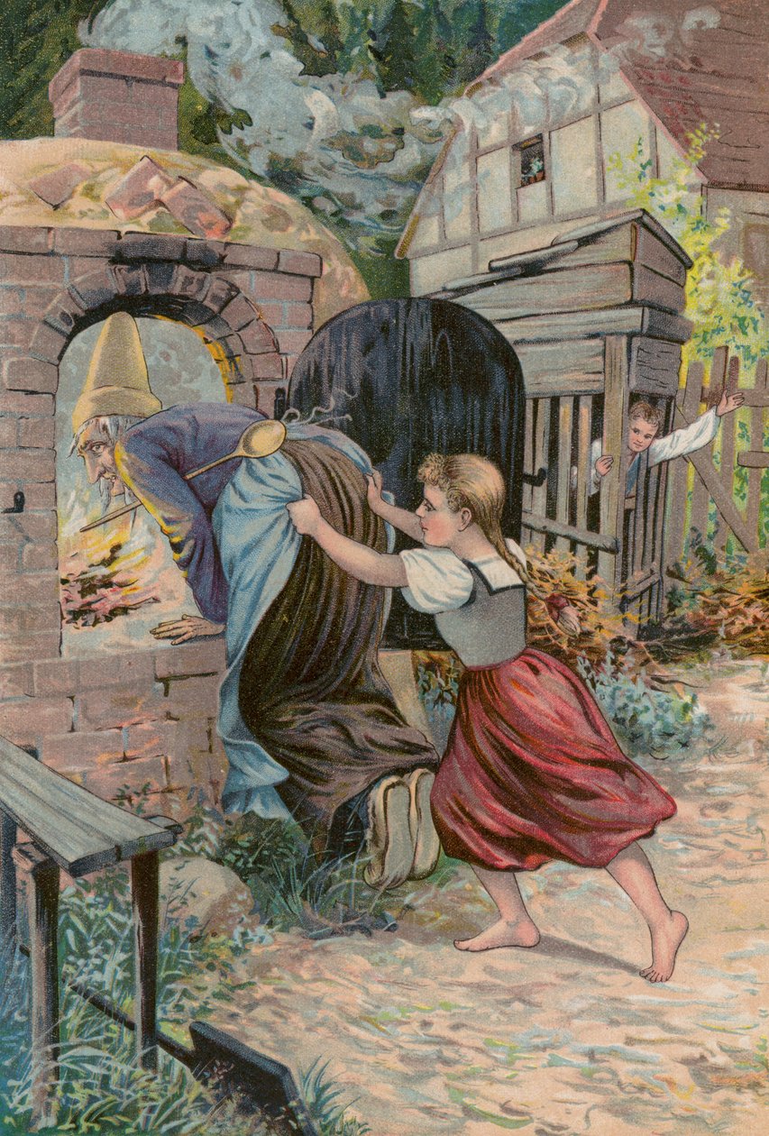 Grimms fortællinger: Hans og Grete (chromolitho) af European School