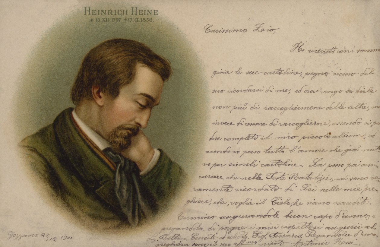 Heinrich Heine, tysk digter (chromolitho) af European School