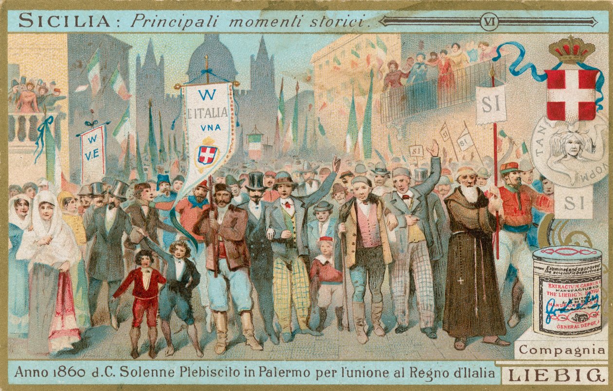 Siciliens historie, Liebig-kort, begyndelsen af det 20. århundrede (chromo) af European School