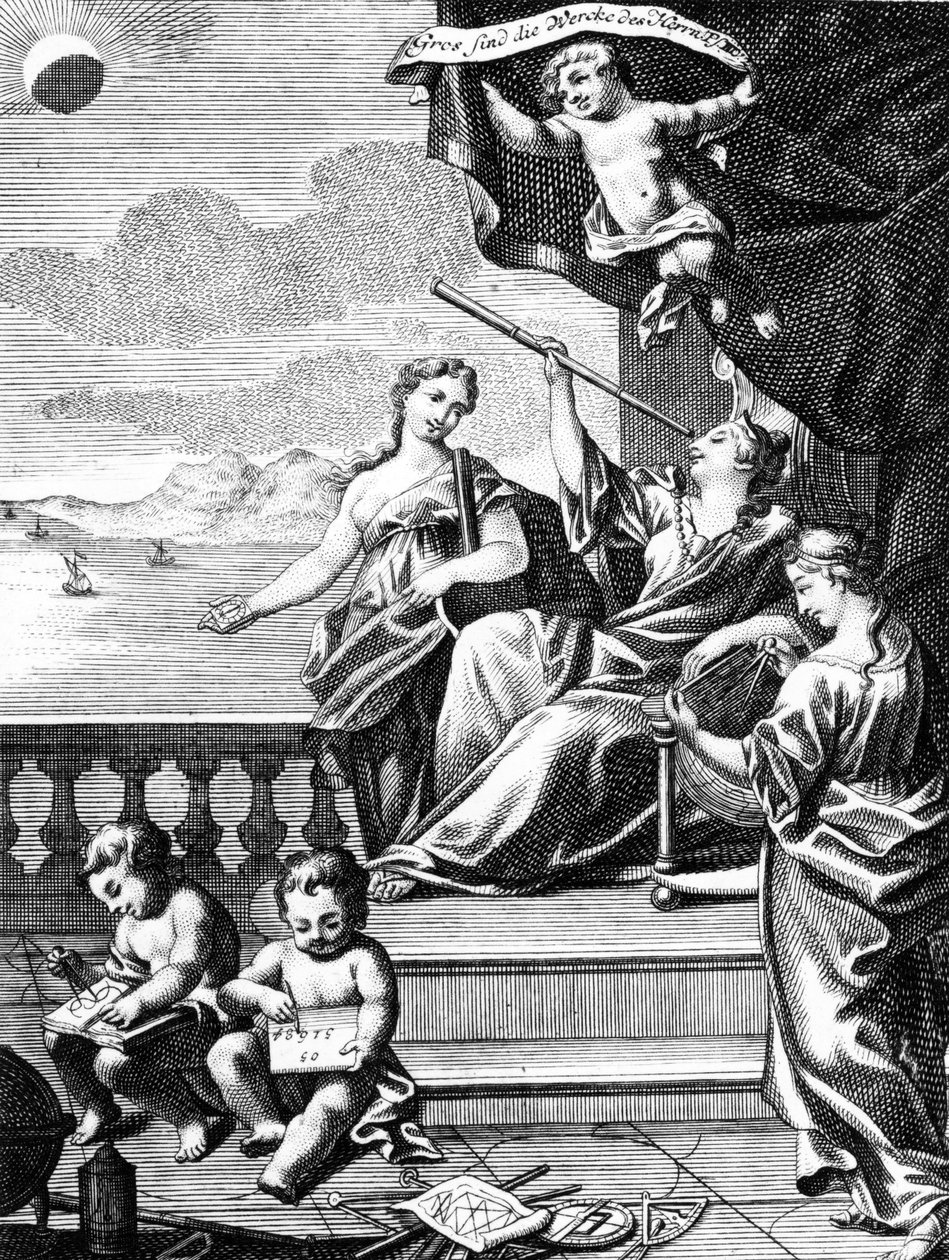 Illustration af astronomi, ca. 1771 af European School