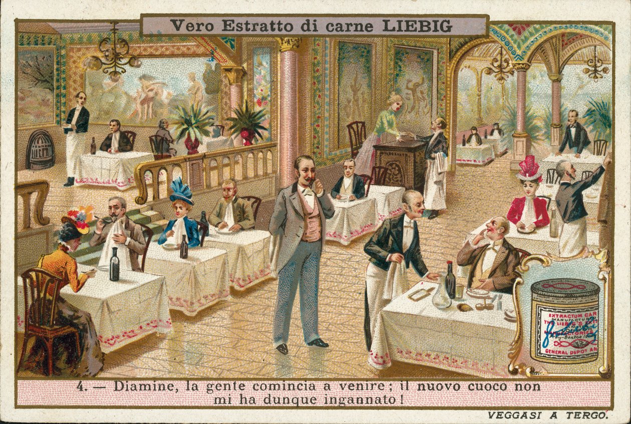 Forbedring af en restaurants økonomi efter ansættelse af en ny kok (chromolitho) af European School