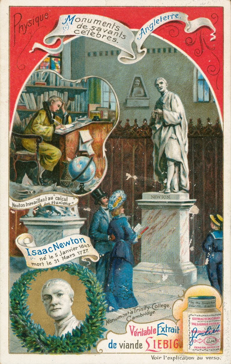 Isaac Newton, Liebig-kort, begyndelsen af det 20. århundrede (chromo) af European School