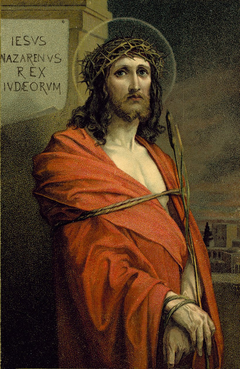 Jesus af Nazareth, jødernes konge (farvelitografi) af European School