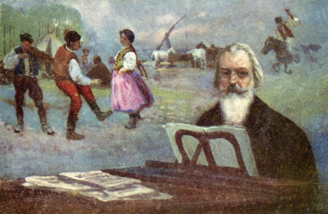 Johannes Brahms: Ungarske danse (farvelitografi) af European School