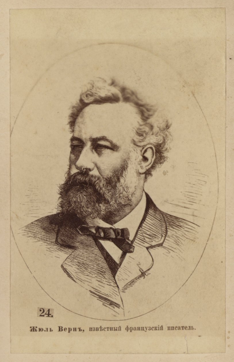 Jules Verne, fransk romanforfatter, digter og skuespilforfatter (litografi) af European School