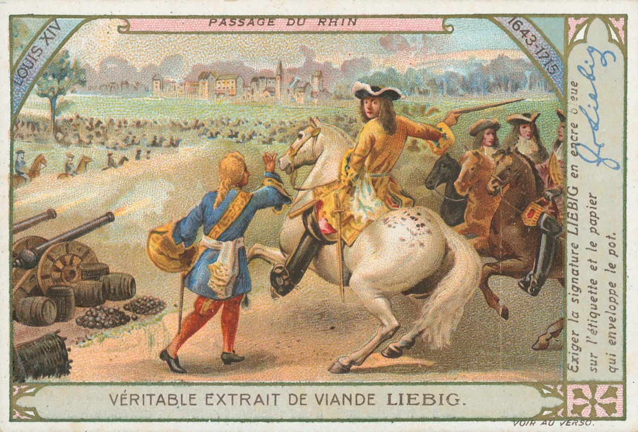Ludvig XIV krydser Rhinen, Liebig-kort, begyndelsen af det 20. århundrede (chromo) af European School