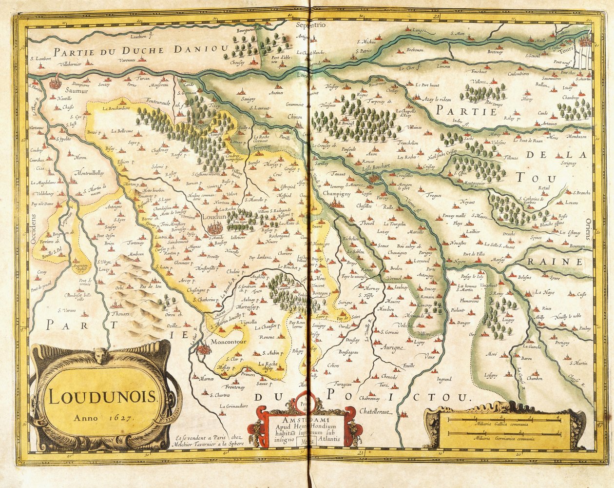 Kort over Loudunois i 1627, 1631 af European School