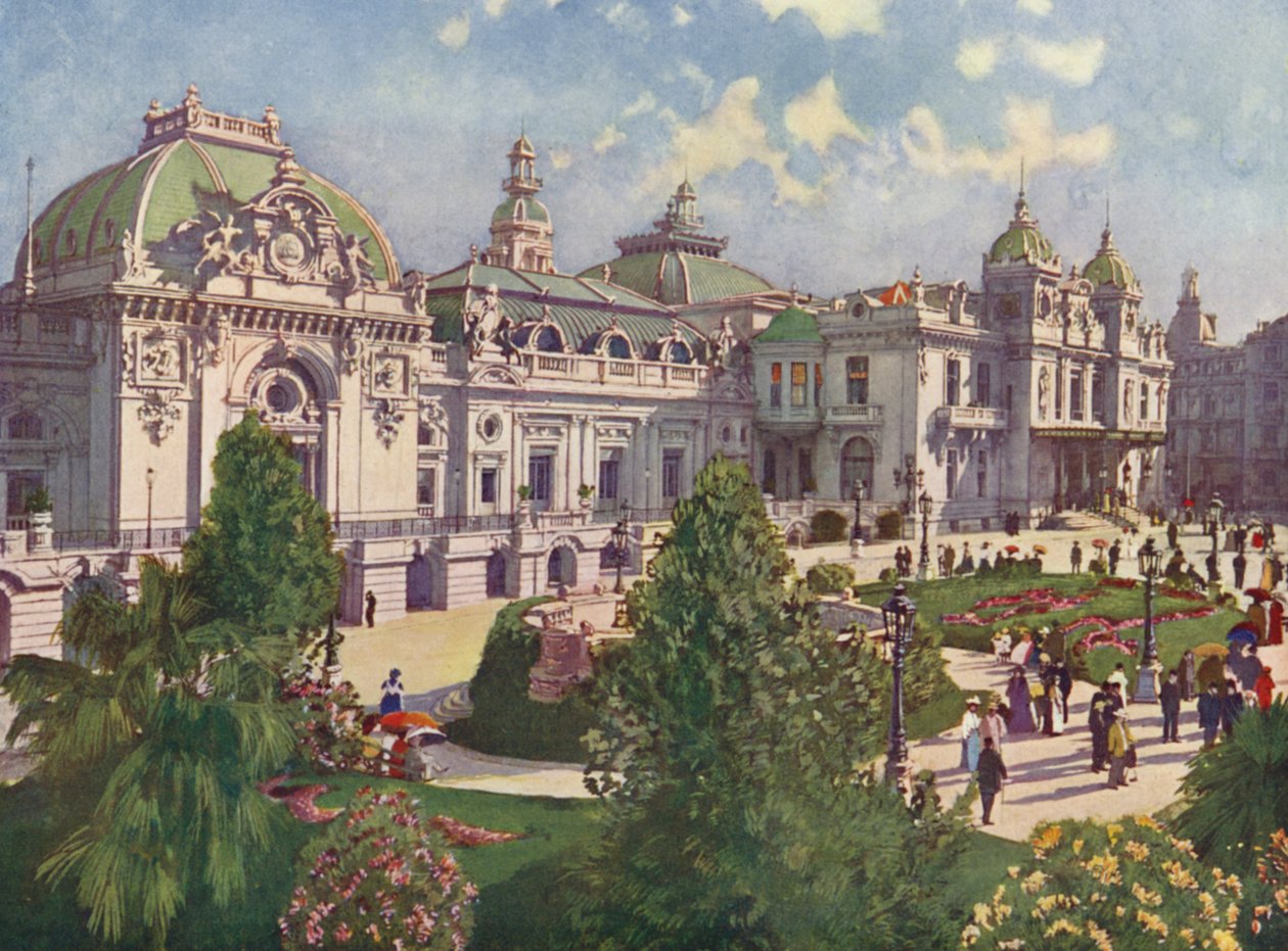 Monte-Carlo, Casino-facaden (farvelitografi) af European School