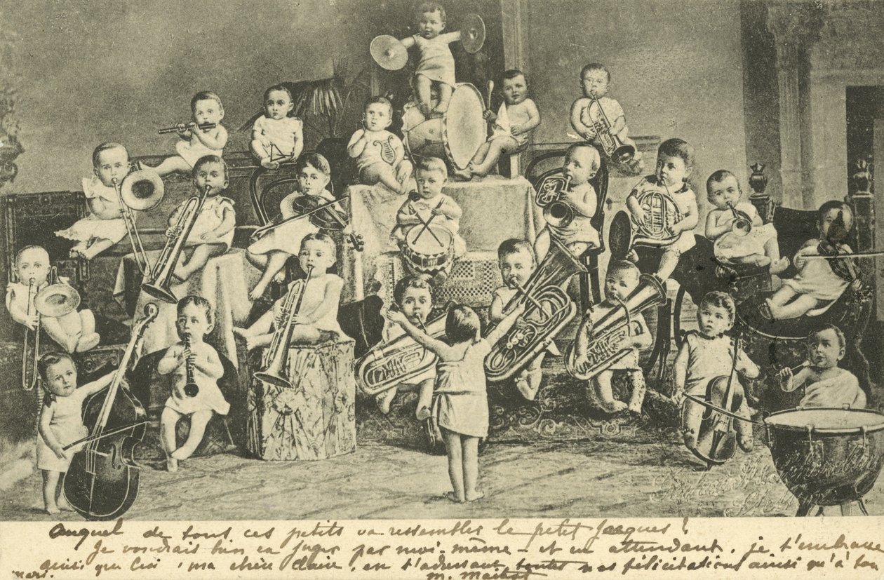 Orkester af babyer (litografi) af European School