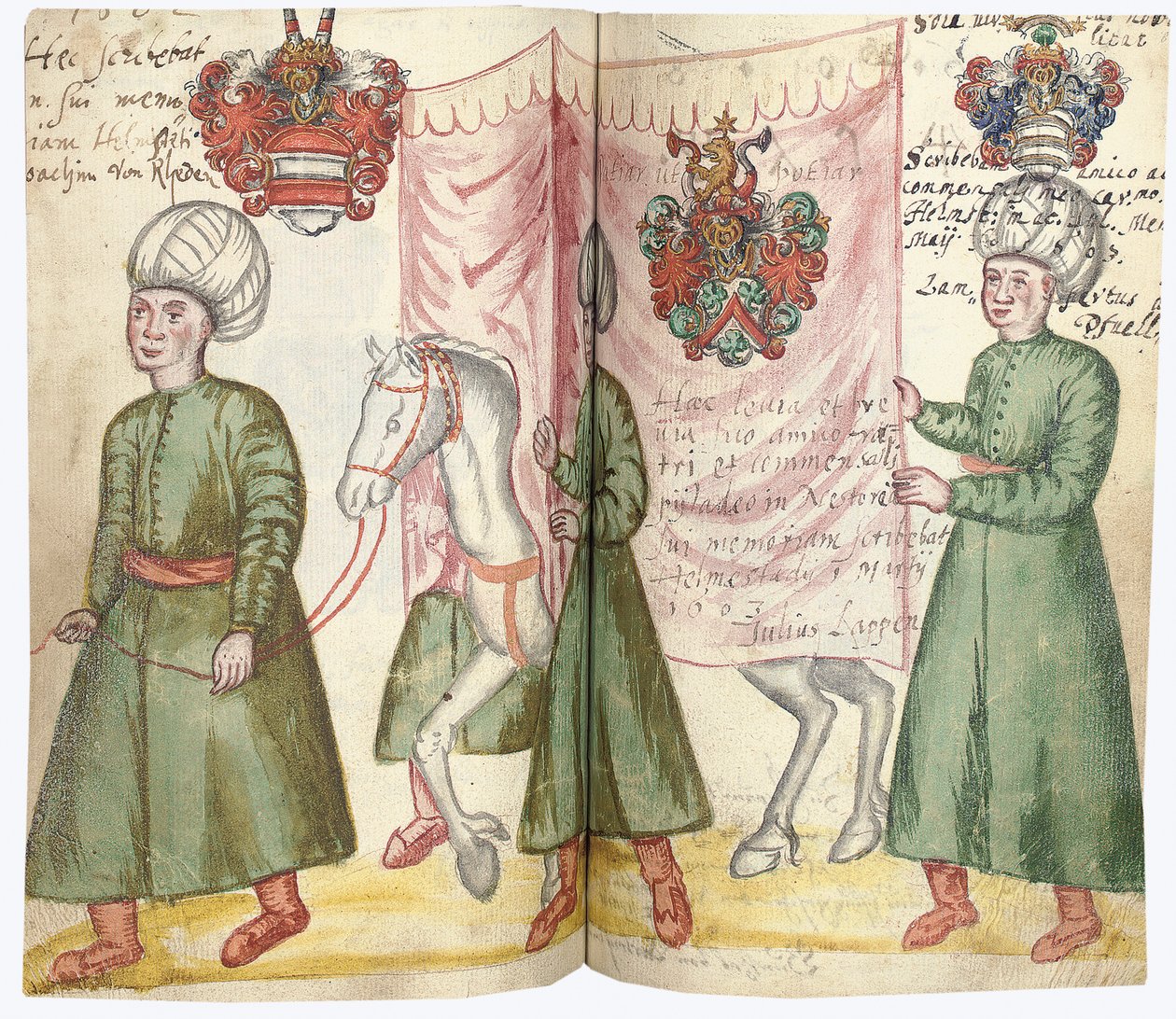 Sider fra albummet Amicorum af Julius Pflug, inklusive tyrkisk kostume og våbenskjolde, 1600-13 af European School