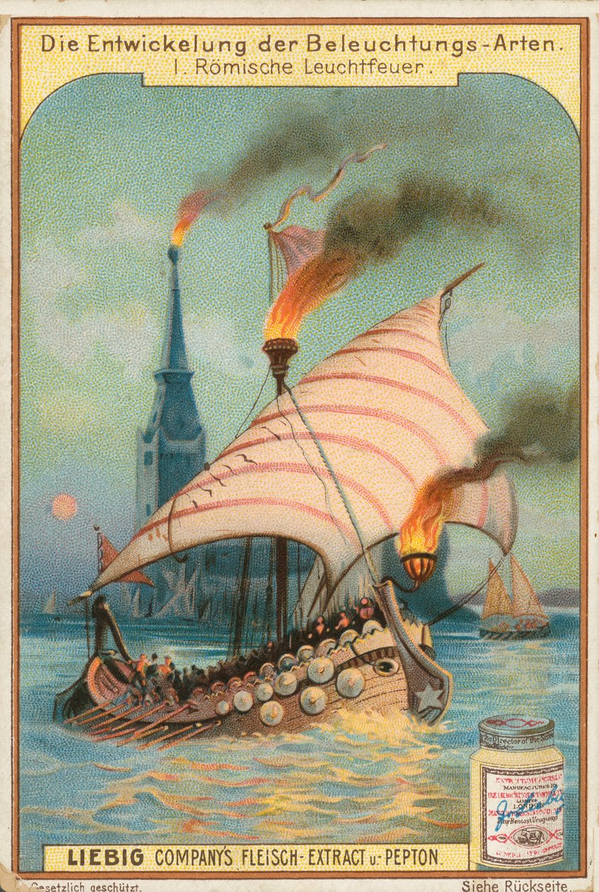 Romersk galeon, Liebig-kort, begyndelsen af det 20. århundrede (chromo) af European School