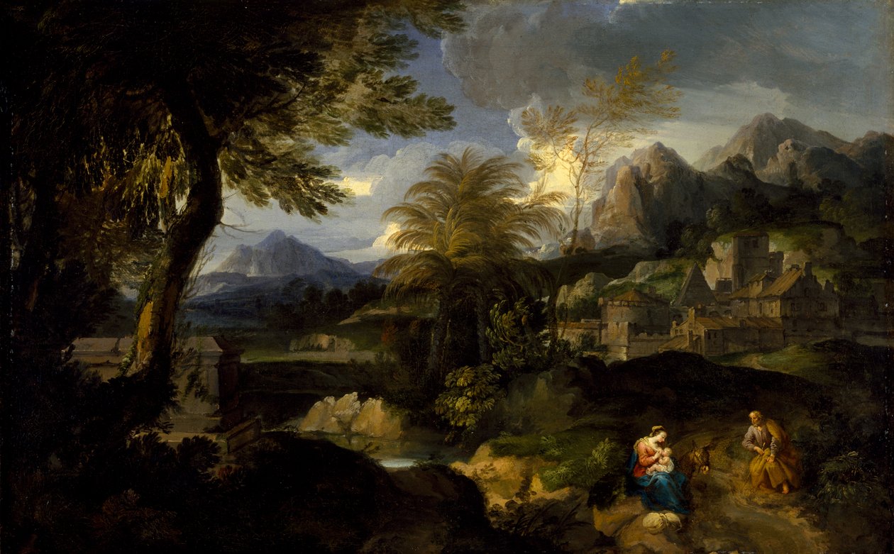 Resten på flugten til Egypten, 1670-1700 af European School